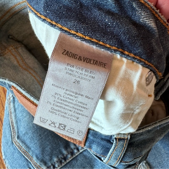 Zadig & Voltaire Eva Use Bleu Jeans Size 26 - Picture 7 of 12